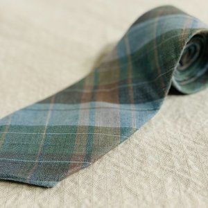 Max Raab Tango Necktie Plaid Blue Gray Brown